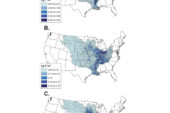 Average annual predicted January to June total P (A), dissolved reactive P (B), and particulate P (C) yields for the counties in the Mississippi River basin from 1997 to 2006.