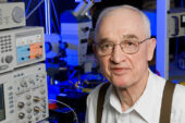 Illinois emeritus professor Nick Holonyak Jr., who developed the first visible-light LED, was honored with the Draper Prize, the highest honor in engineering, along with two of his former students.  Click photo to enlarge