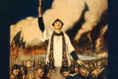 Jacket illustration of "Faith in the Fight: Religion and the American Soldier in the Great War," is William Balfour Ker's "Knights of Columbus," 1917, Library of Congress, Prints & Photographs Division, WWI Posters.