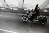 "Crossing the Ohio, Louisville," 1966 silver gelatin print, by Danny Lyon, from "The Bikeriders: Danny Lyon," |  Danny Lyon