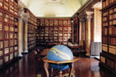 Main reading room of the Corsini Library in Rome, with Vincenzo Meucci's ceiling fresco of "Religion Triumphing Over Hersey." Architectural historian Heather Hyde Minor spent two years under the fresco doing research for her first book.