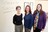 Child welfare agencies struggling to increase parent engagement and counter negative stereotypes might consider enhancing social workers' communication skills and creating public service announcements, suggests a new study by, from left, researcher Jill C. Schreiber, Tamara Fuller and Megan Paceley.