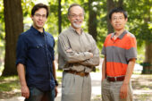 From left, graduate student Derek Caetano-Anolls, crop sciences and Institute for Genomic Biology professor Gustavo Caetano-Anolls and senior bioinformatician Minglei Wang report that the emergence of the genetic code corresponds to the advent of protein flexibility.