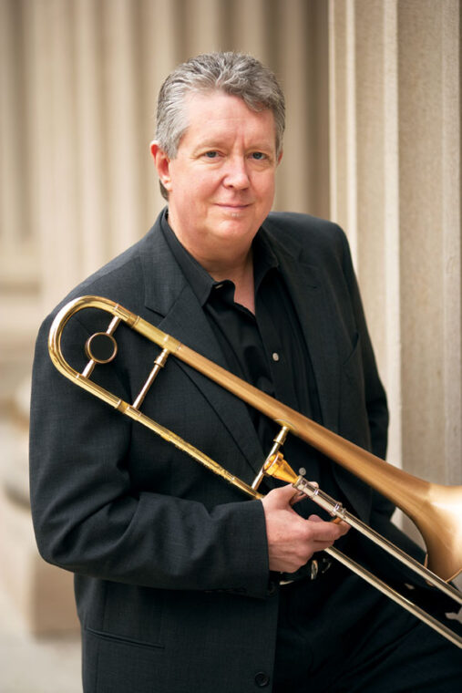 Trombone Jim Pugh has spent the summer touring with Steely Dan.