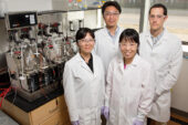 University of Illinois food science and human nutrition professor Yong-Su Jin, left rear, and, clockwise, graduate student Josh Quarterman, EBI fellow Soo Rin Kim and postdoctoral researcher Na Wei engineered yeast to consume acetic acid and xylose simultaneously, improving ethanol yield from lignocellulosic sources (plant stems and other structural parts).