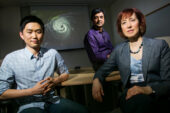 An analysis of more than six decades of death rates from U.S. hurricanes by a team of University of Illinois researchers shows that severe hurricanes with a more feminine name result in a greater death toll. From left, Kiju Jung, a doctoral student in marketing in the U. of I.'s College of Business and the lead author on the study, and Madhu Viswanathan and Sharon Shavitt, both professors of marketing at Illinois.