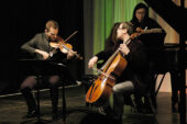 Stefan Milenkovich, left, on violin and Dmitry Kouzov, right, on cello, both faculty members in the University of Illinois School of Music, perform at last year's DoCha chamber music festival. They were accompanied by guest artist Jasmine Arakawa on piano.