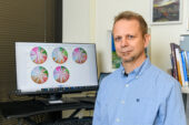Portrait of Csaba Varga in his office.
