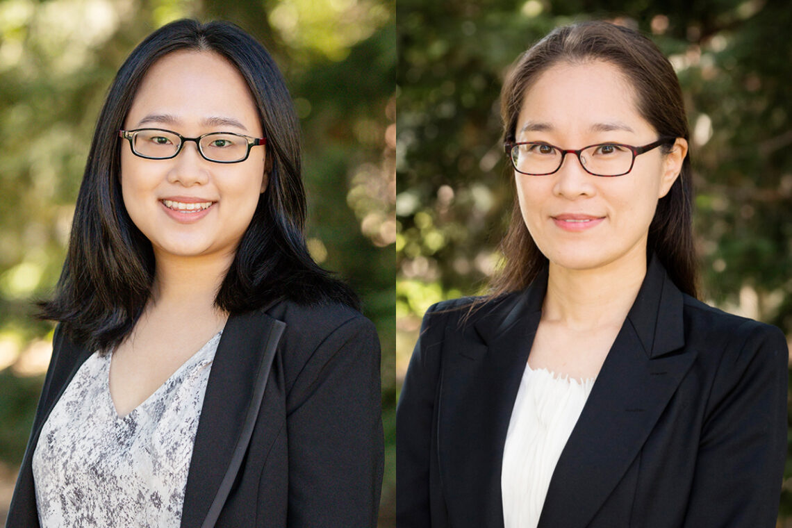 A new study co-written by Yijue Liang of George Mason University, left, and YoungAh Park, a professor of labor and employment relations at Illinois, sheds light on the different profiles of intervention behaviors bystanders may exhibit when they witness workplace sexual harassment. Photo collage by L. Brian Stauffer.