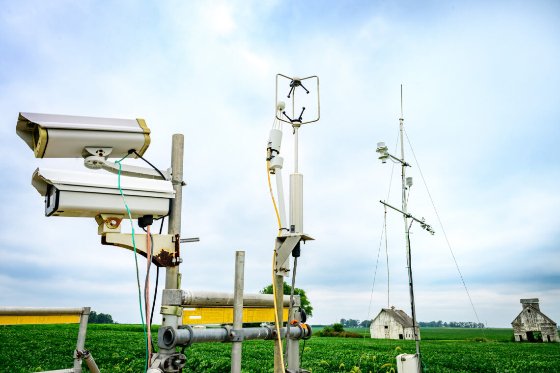 Photo of a device that measures carbon dioxide flux on the farm.