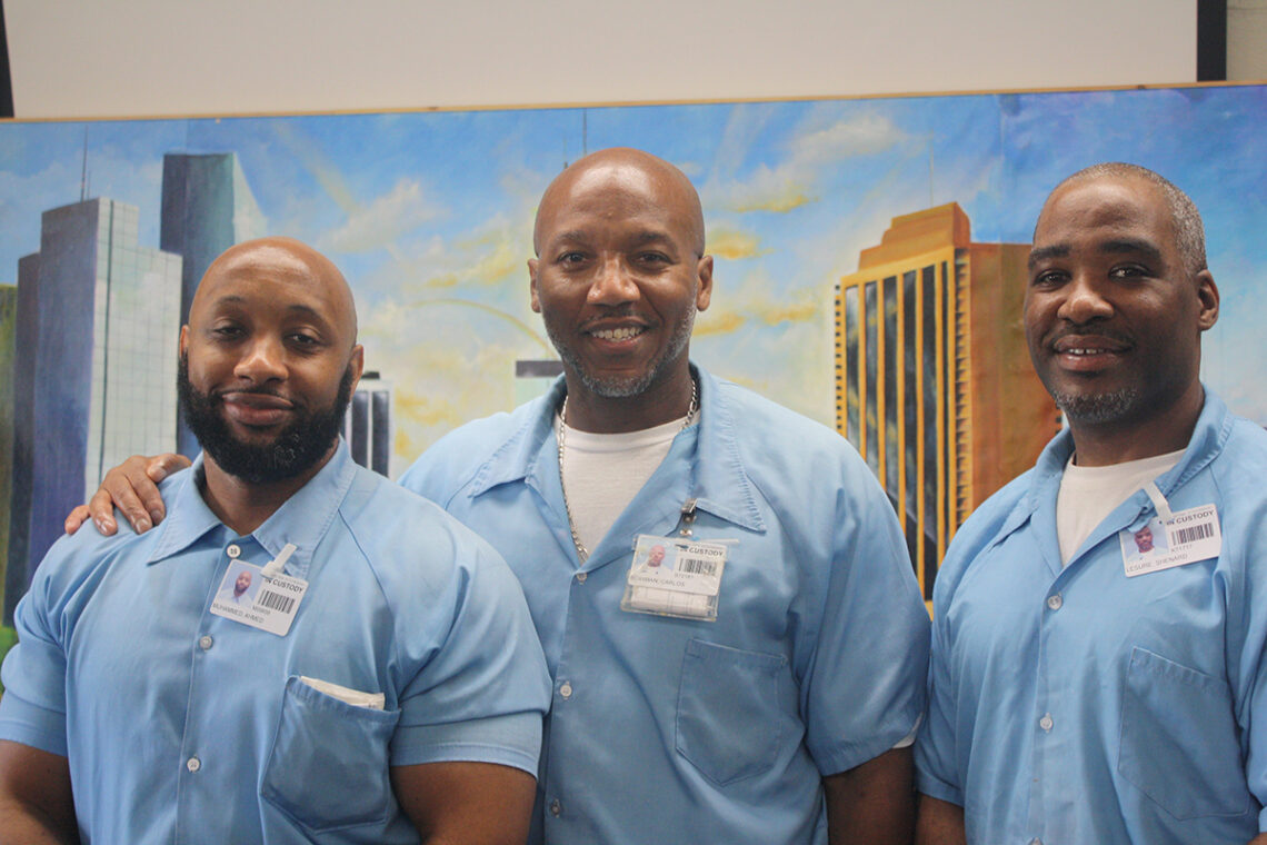 EJP students Ahmed Mohammed, Carlos “Ben El” Bowman and Shenard Lesure. Photo by Rebecca Ginsburg