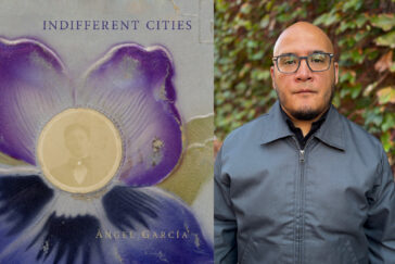 Diptych image with the book cover of "Indifferent Cities" and a photo of Angel Garcia.