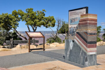 Photo of an interpretive sign on the Trail of Time at Grand Canyon National Park.