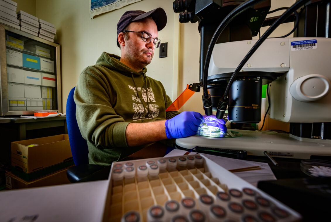 Photo of the author working in the laboratory.