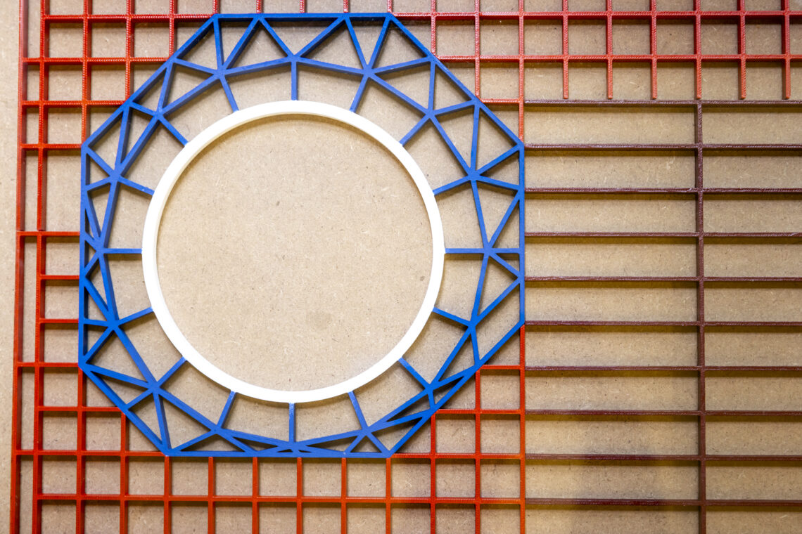 Photo of a detail of an architectural model at the Ricker Library of Architecture and Art.
