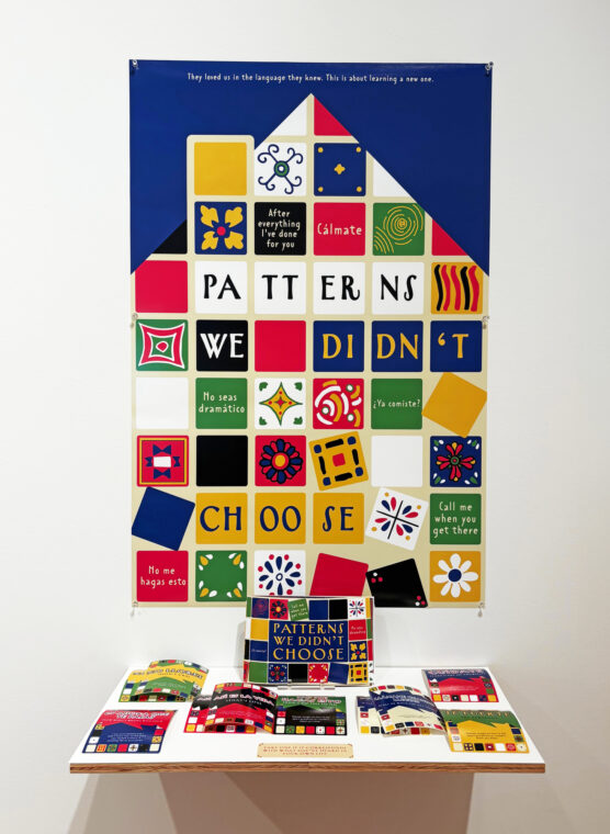 Photo of a poster and paper materials for helping with better communication strategies.
