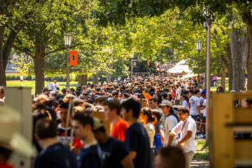 Students on a university quadrangle.