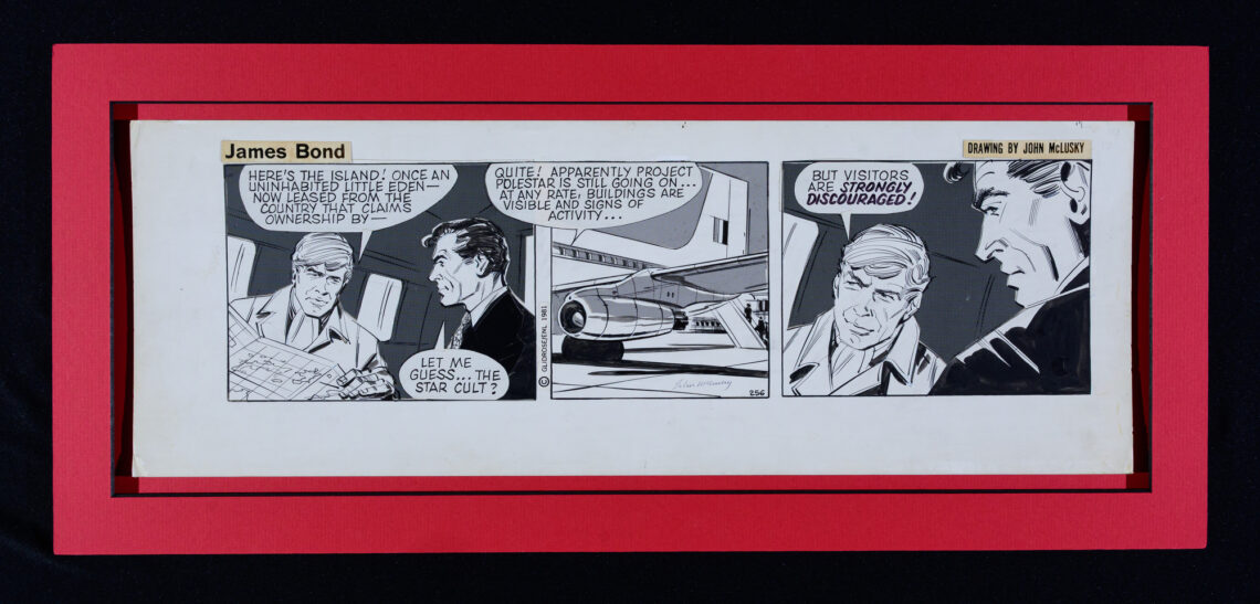A panel of a James Bond comic strip.
