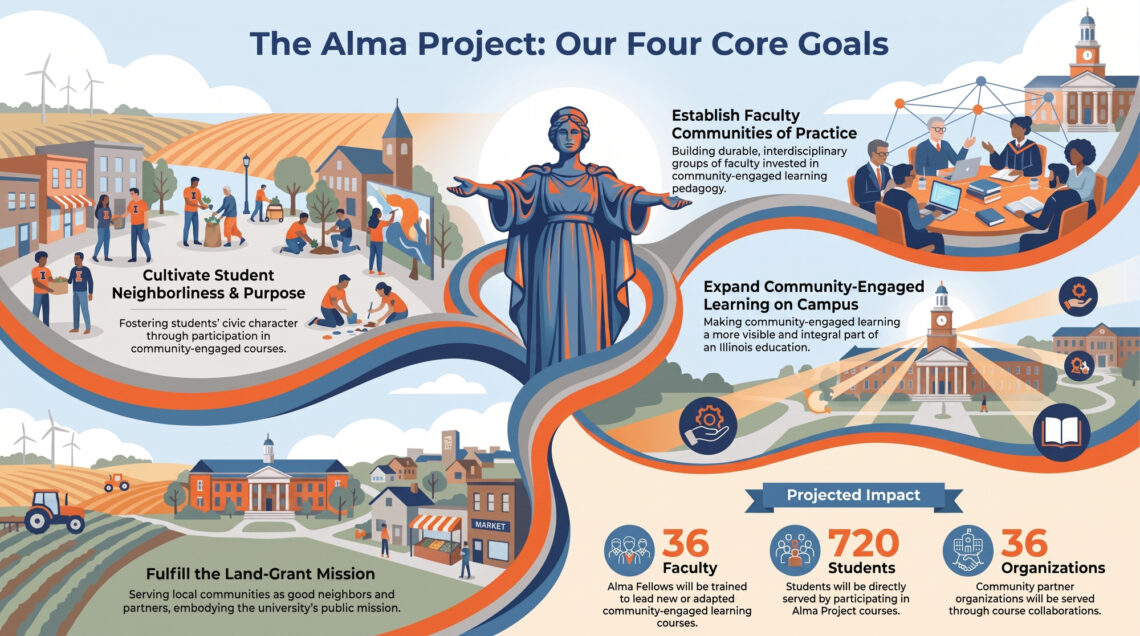 A graphic of The Alma Project's primary goals.
