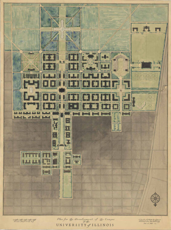 Image of Charles Platt's 1922 campus plan.