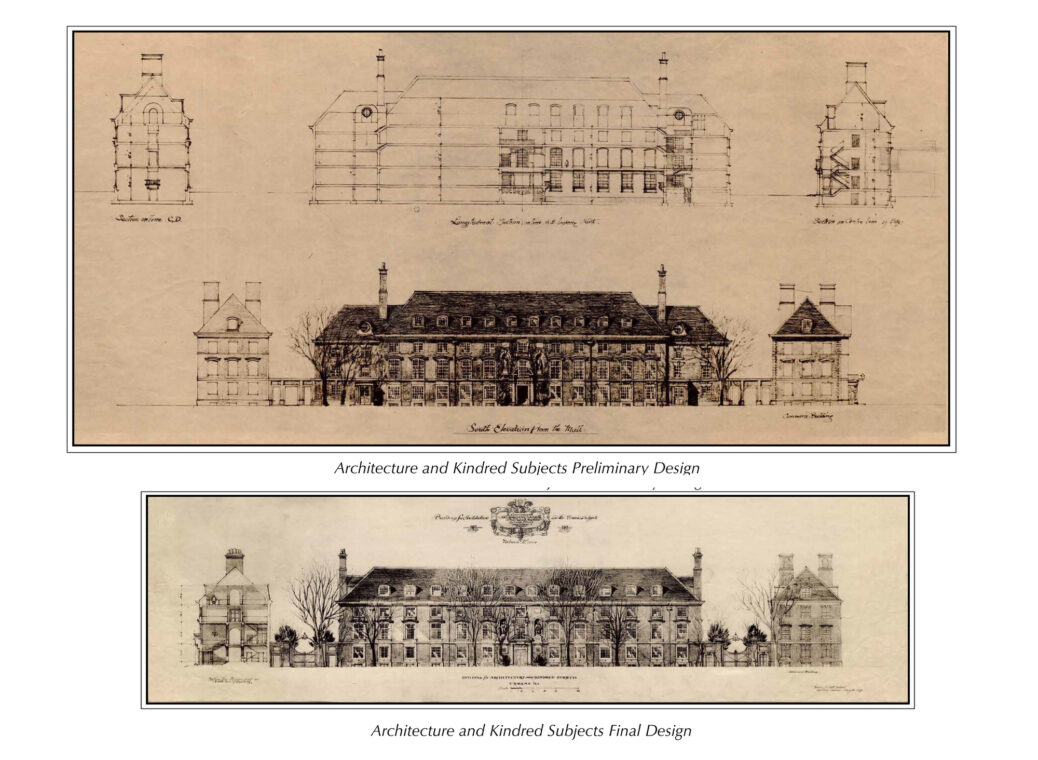 Image of sketches for the design of the Architecture Building.
