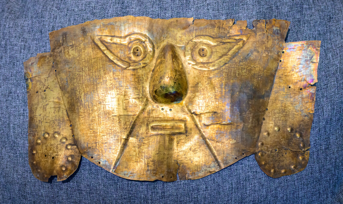 Photo of a gold mask.