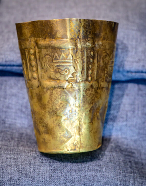 Photo of a gold chalice.