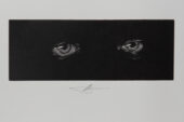 Illustration of a pair of eyes peering out from a black background.